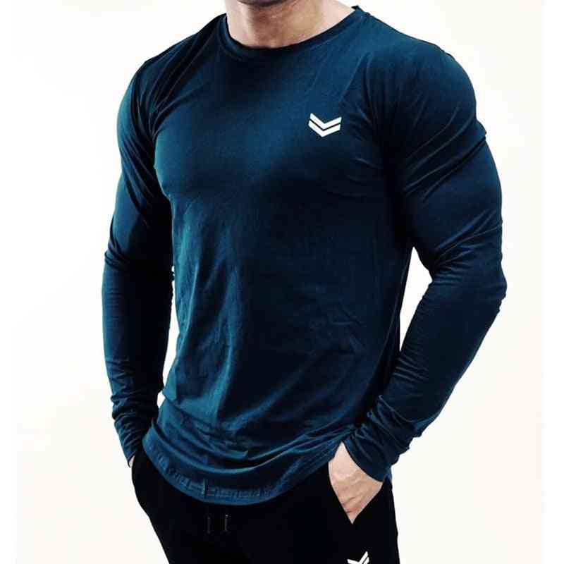 Ny langærmet t-shirt, sport mænds gymtrøje