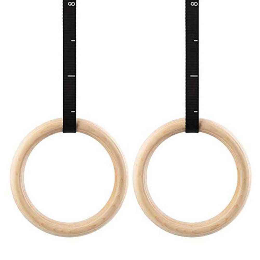 Indoor Wooden- Exercise Fitness, Gymnastic Rings, Sports Training Tool