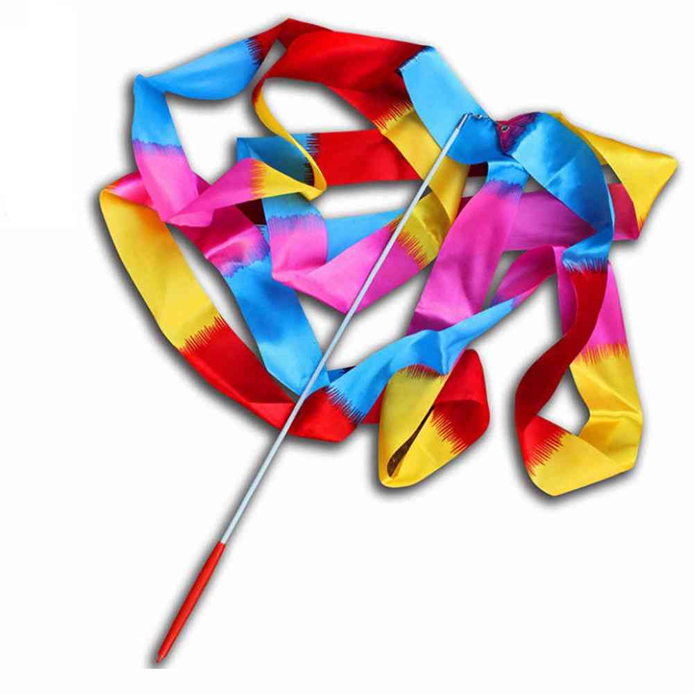 Colorful Dance Ribbon- Rhythmic Art Gymnastic, Streamer Twirling, Rod Stick