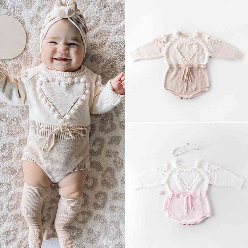 Lovely Heart Baby Girl Knitted Clothes Romper Jumpsuit