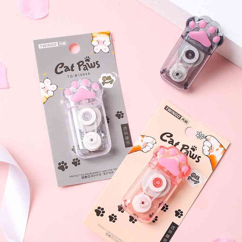 Transparent Cute Cat Claw Stationery School Supply, Corrector, Correction Tape