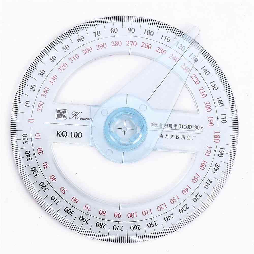 360 Degree Plastic Pointer Protractor Ruler Angle Finder Swing Arm School Office