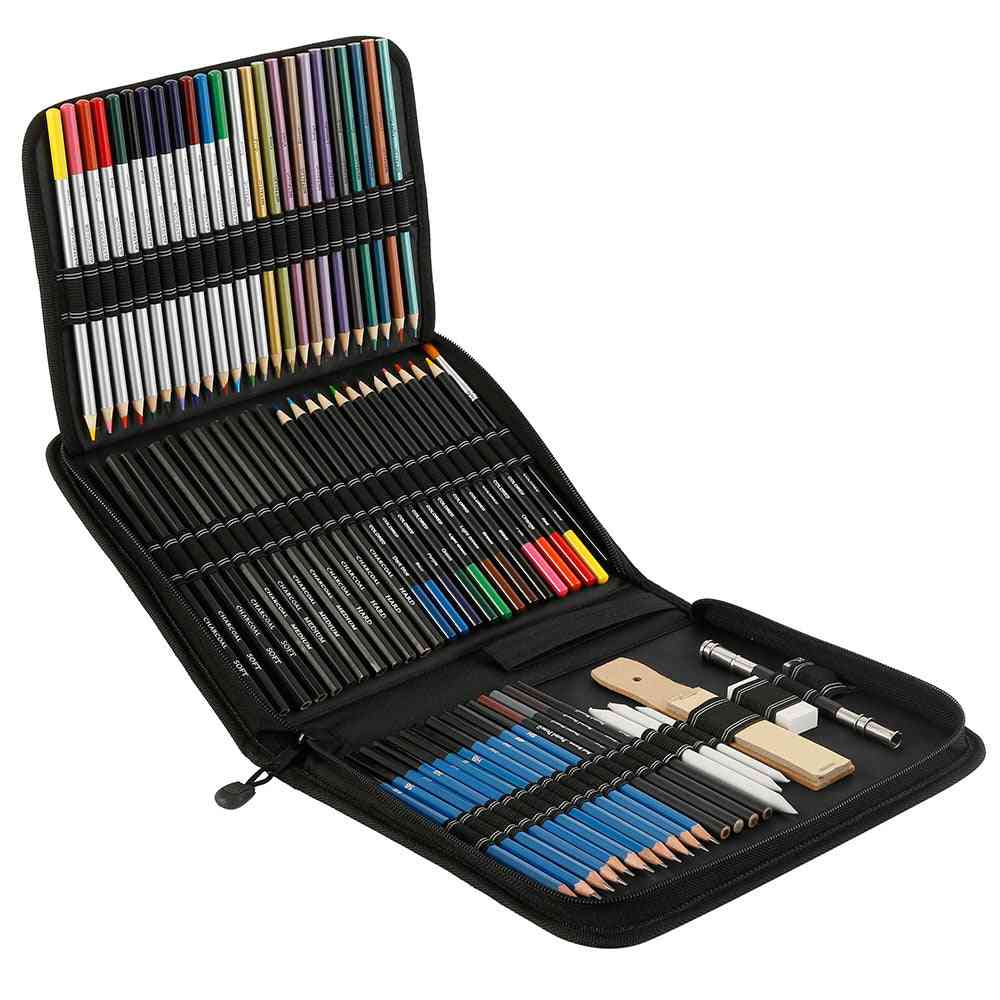 Sketch Drawing Pencils, Watercolor Metallic Oily Complete Artist Kit Painting Art Supplies