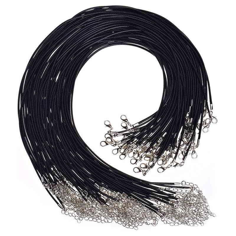 50 kosov/lot nastavljiva pletena 45 cm črna usnjena vrv za obesek z ogrlico
