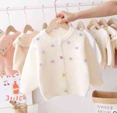 Fall-winter Sweater, Long Sleeve Casual Plush Balls Elastic Buttons Warm Cotton Blouse