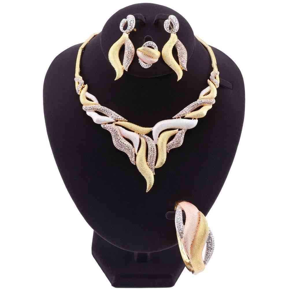 Luxury African Wedding Bridal Jewelry Sets - Necklace, Earrings, Bracelet Ring For Women