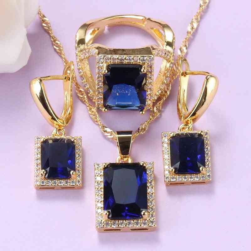 Classic Anniversary Yellow-gold Color Costume Women Jewelry Sets