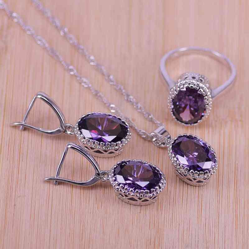 Zircon Crystal Costume- Necklace, Earring, Ring Jewelry Sets
