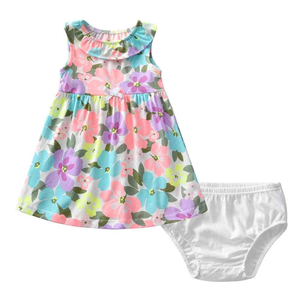Baby Girl Clothing Flower Dress & Shorts Suit