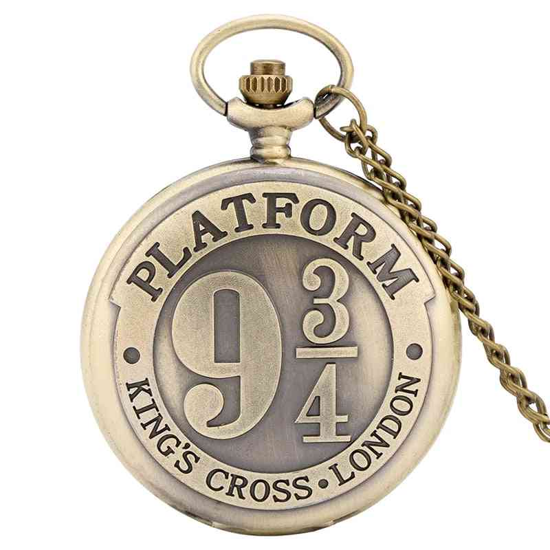 Cross London 9 3/4 Platform Quartz Pocket Watch Bronze Full Hunter Necklace Pendant
