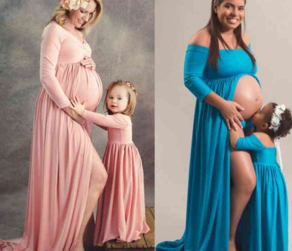 Pregnant Women Maxi Dress, Mother & Daughter Match