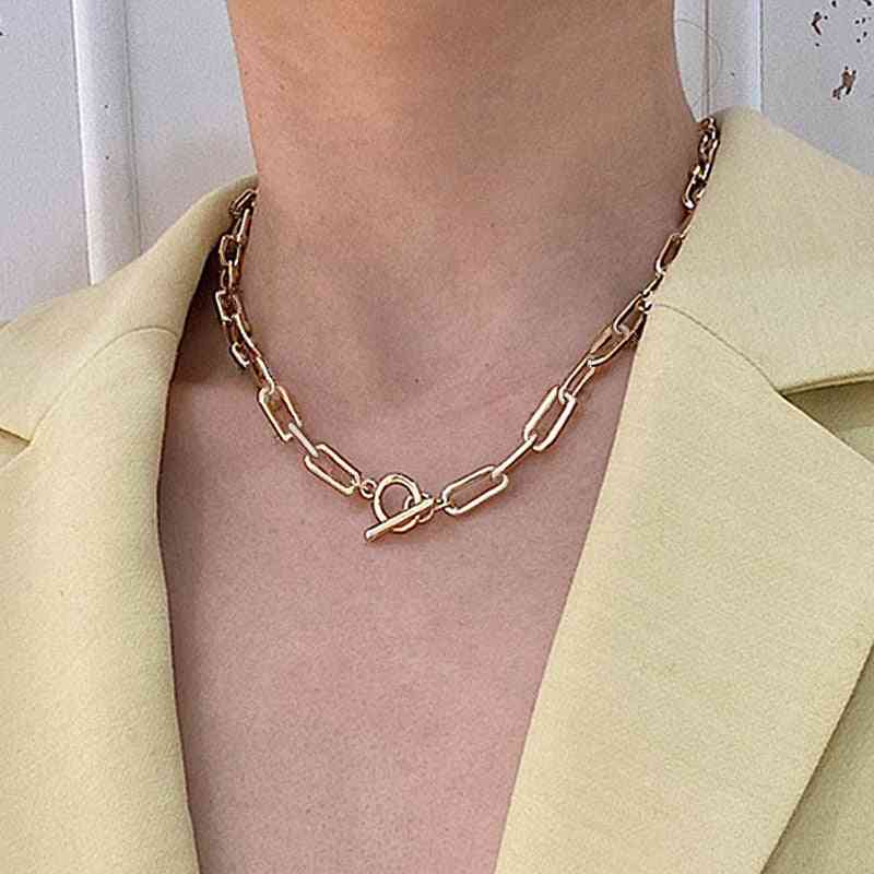 Thick Chain Toggle Clasp Gold Necklaces