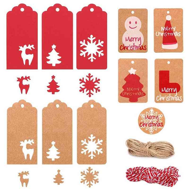 Kraft Paper Tags Hang Labels With String For Christmas Tree Hanging