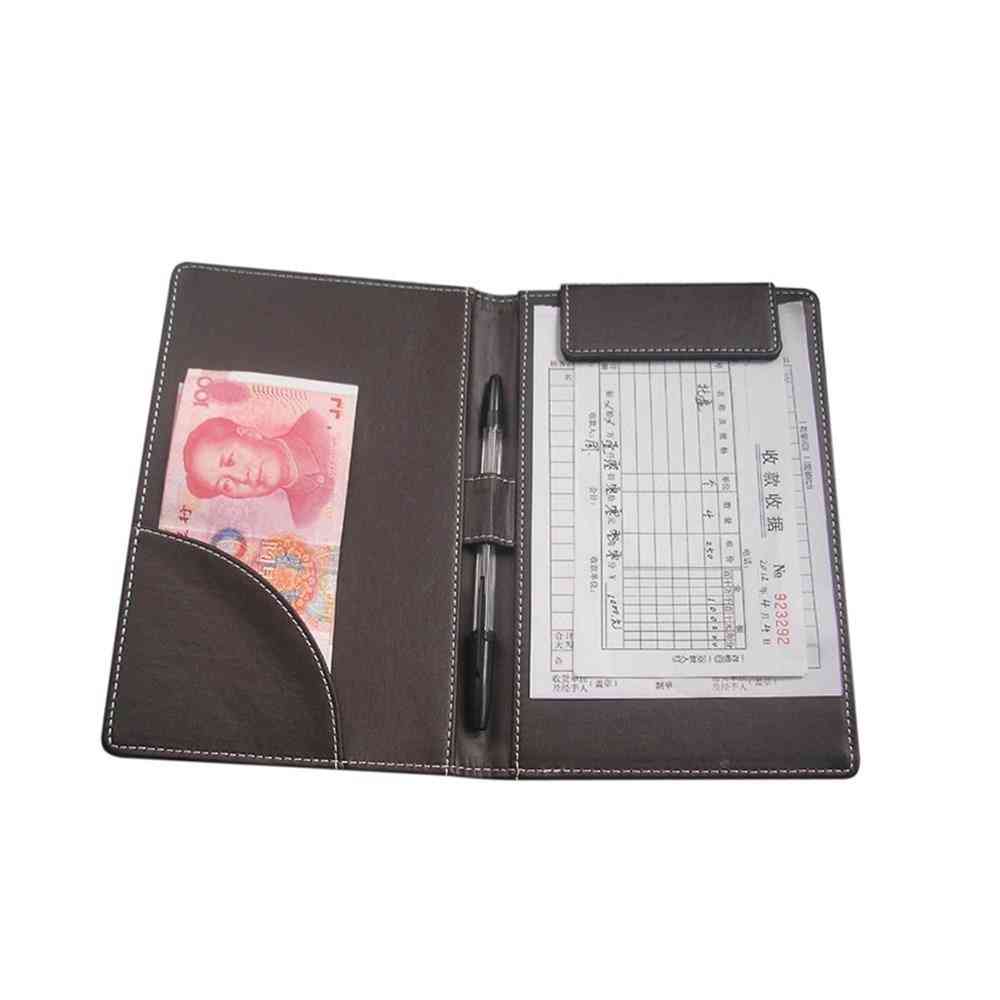 Faux Leather Padfolio Cheque Cashier Holder
