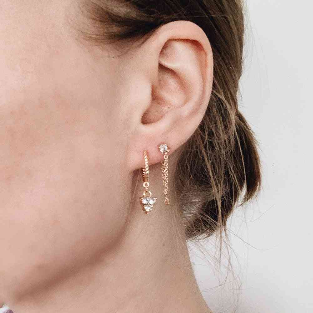 Cz Zircon Crystal Small Hoops Womens Earrings