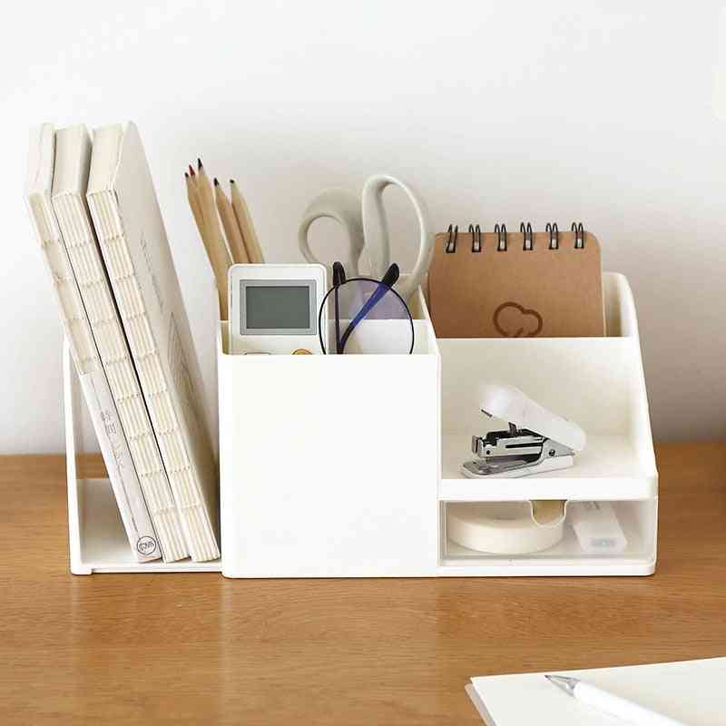 Creative- Desk Storage Pen Holder, Desktop Pencil Stationery, Badge Box