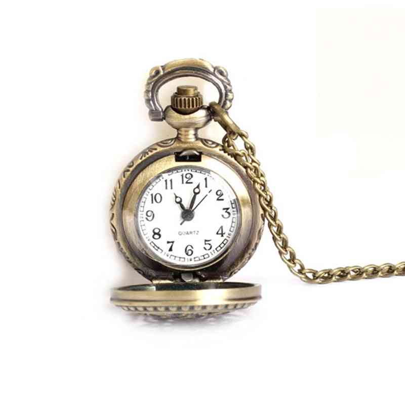 Femmes/hommes vintage petite taille lotus évider montre de poche horloge à quartz