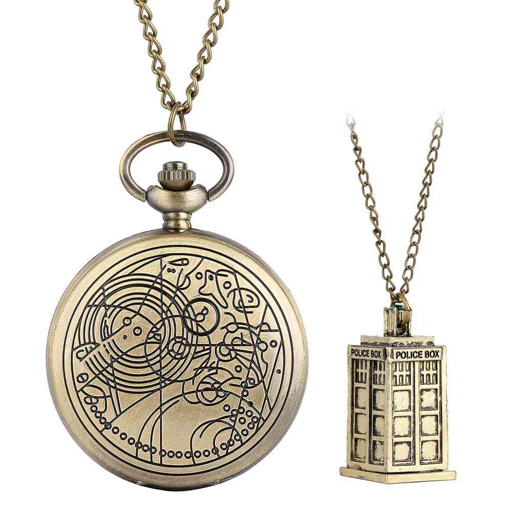 Retro collana in bronzo orologio da tasca al quarzo orologio analogico ciondolo per uomo donna