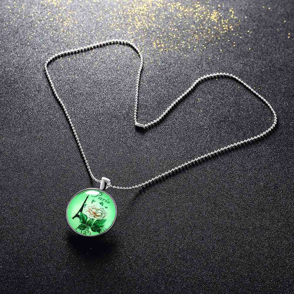 Glow In The Dark Necklace, 18k White Gold Plated