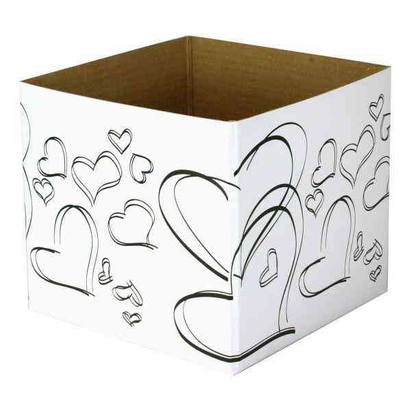 White/black Hearts-small Posy Box