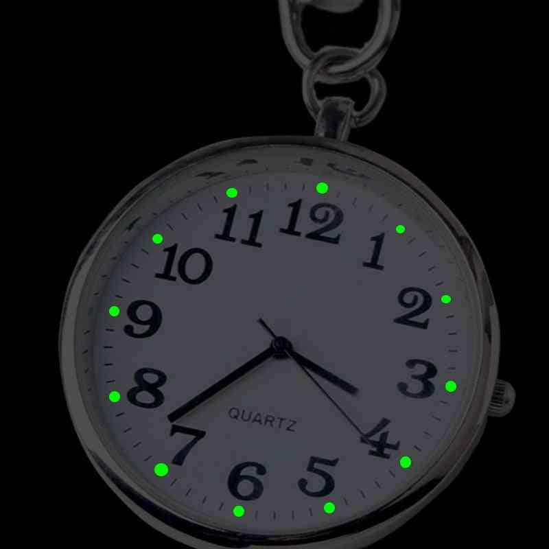 Quartz Pocket Watch With Keychain Clocks, Round Dial Pendant