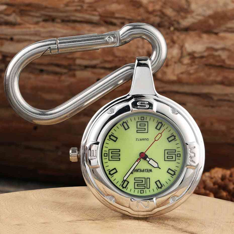 Luminous Watch- Medical Dial-clip, Carabiner Hook, Quartz Pocket Watches