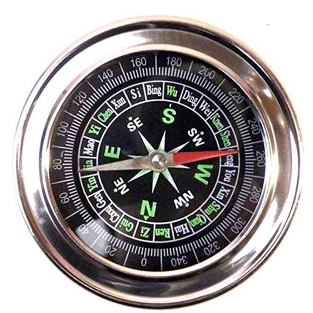 Large Size Stainless Steel Directional Magnetic Compass, Practical Guider For Camping, Hiking, North Navigation Survival