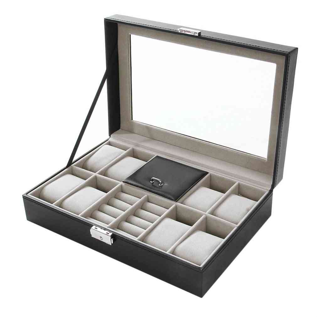 2-in-1, 8+3 Mixed Grids, Rings Storage, Organizer Jewelry, Watch Box