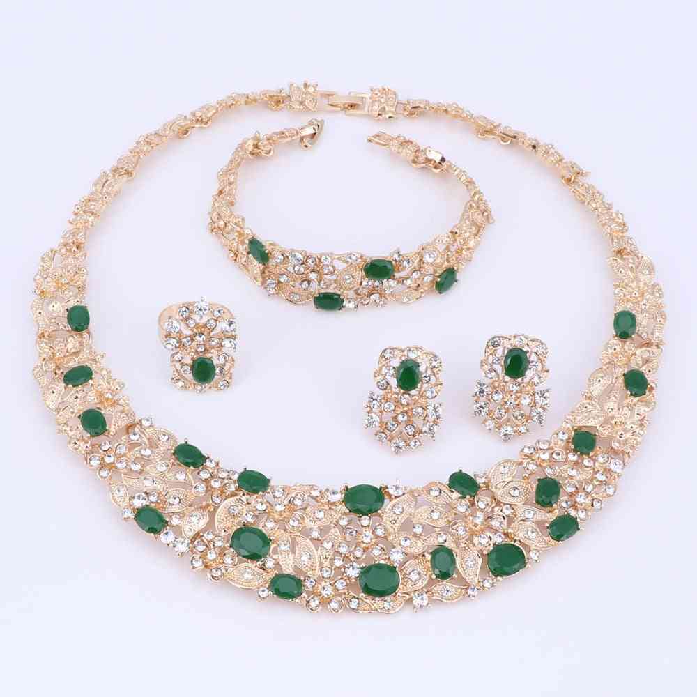 Collier, boucles d'oreilles, bracelet, bague ensembles de bijoux, pendentif en cristal perles femmes, accessoires de mariage