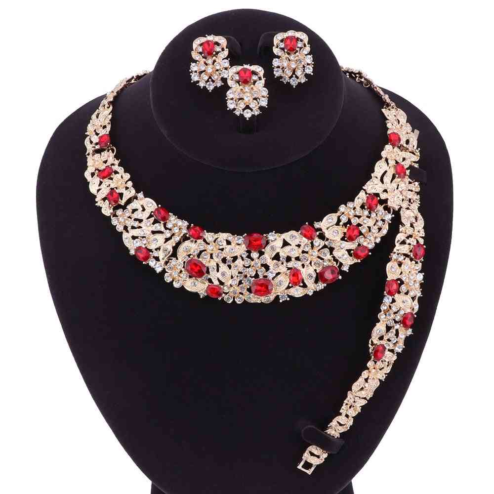 Collier, boucles d'oreilles, bracelet, bague ensembles de bijoux, pendentif en cristal perles femmes, accessoires de mariage