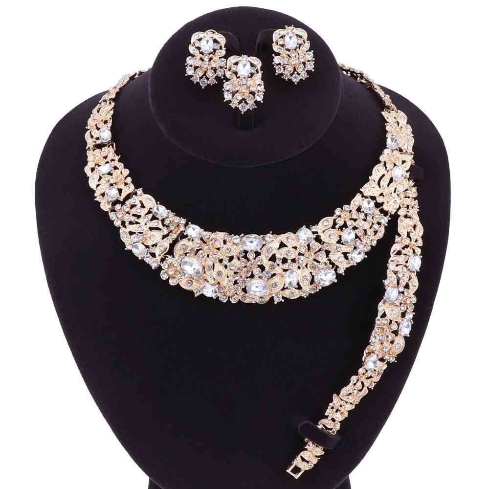 Ogrlica, uhani, zapestnica, kompleti nakita iz prstanov, kristalni obesek za ženske kroglice, poročni dodatki