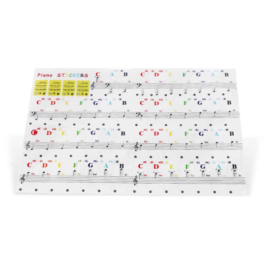 88/61/54/49- White Keys, Electronic Keyboard Piano, Stave Note Sticker