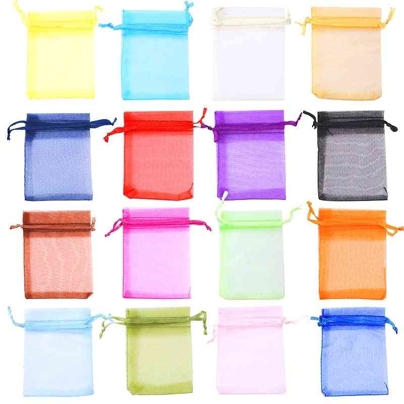 Colorful Organza Bags - Drawstring Jewelry Pouches Packaging Bags