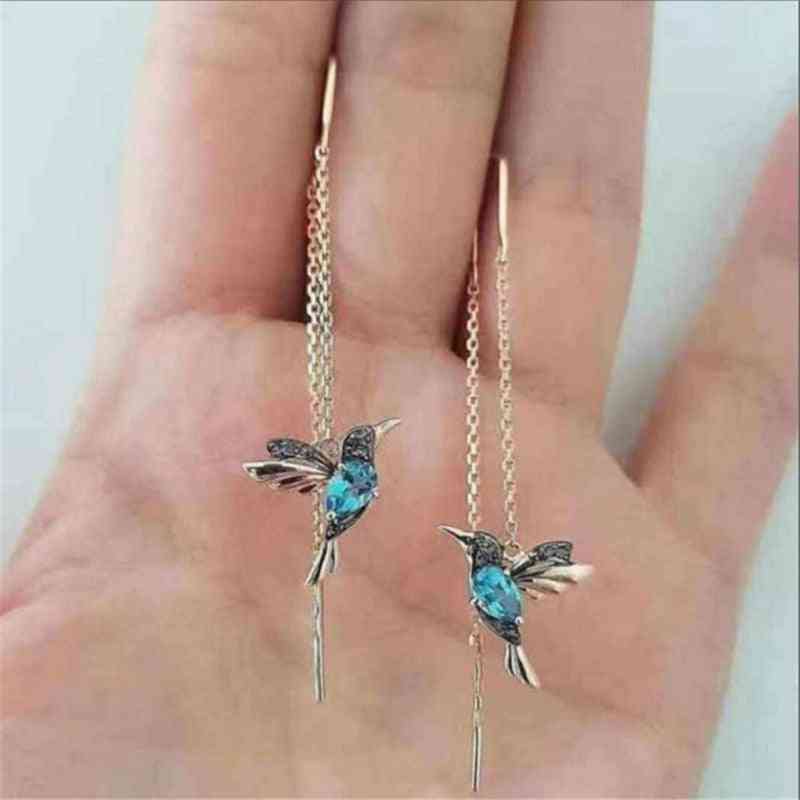 Fashion Little Bird Drop Long Hanging Earrings For Women