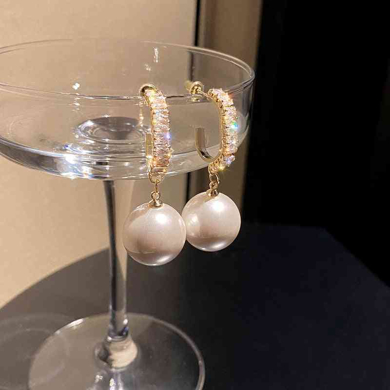 Mode vita pärl droppörhängen för kvinnor