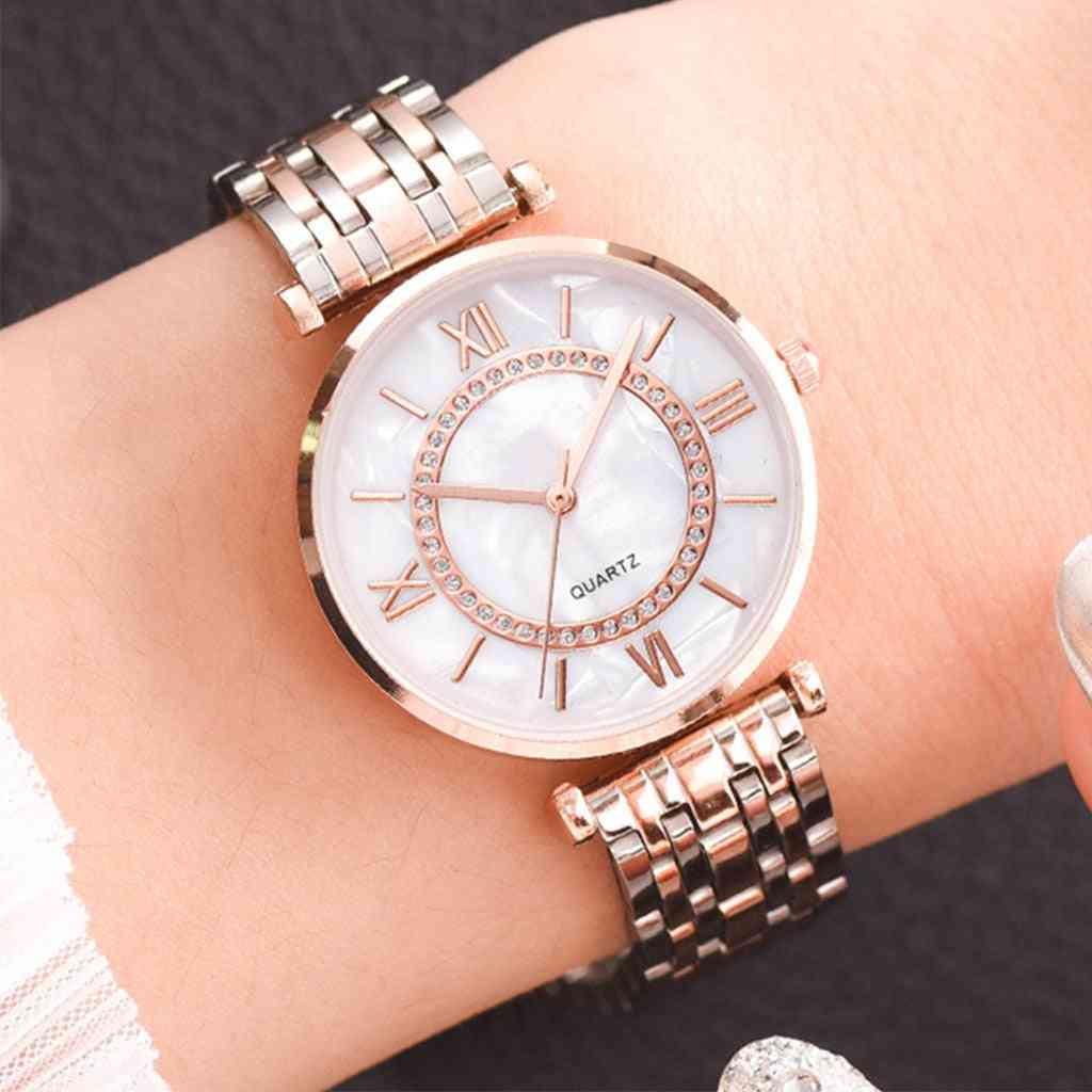 Crystal Women Bracelet Watches, Diamond Ladies Quartz Watch, Steel Female Wristwatch