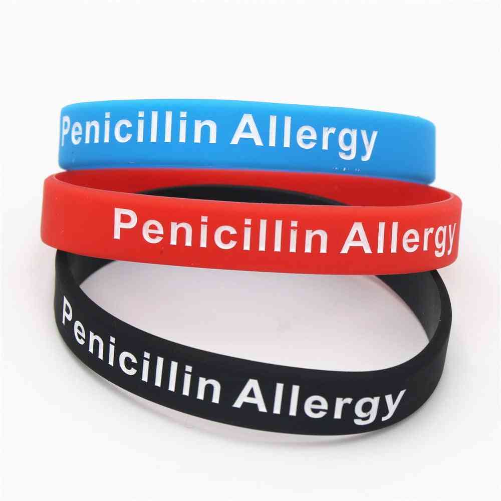 1pcs Bracelets Medical Alert Penicillin Allergy Silicone Wristband