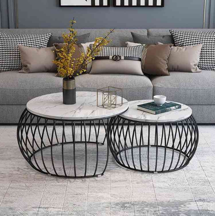 Kodin kalusteet marmori- sohvakeskus, pyöreä sohvapöytä olohuoneeseen
