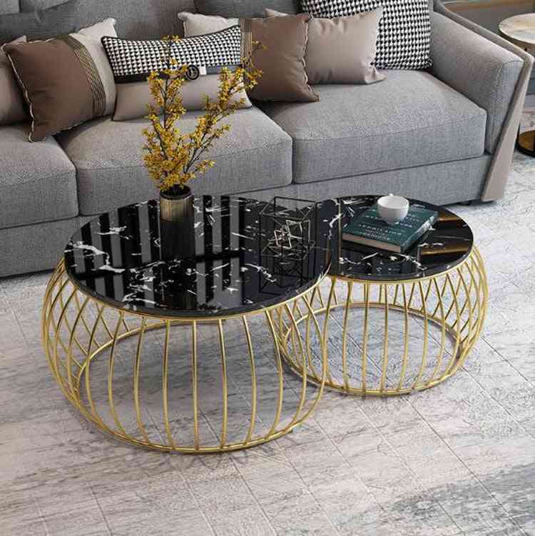Boligmøbler marmor- sofa center, rundt sofabord til stuen