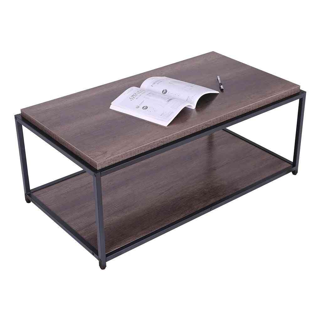 Sturdy Design Metal Legs Wooden Coffee Tables For Living Room