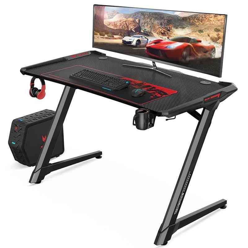 Led Light E-sports Computer Table Desk Workstation With Headphone Rack &mouse Pad