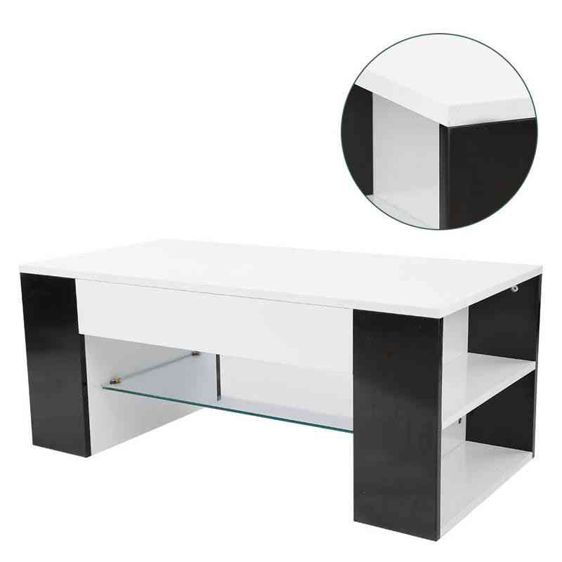 Konferenční stolek na čaj v moderním stylu s bočním úložným regálem střední skleněná police domácí nábytek