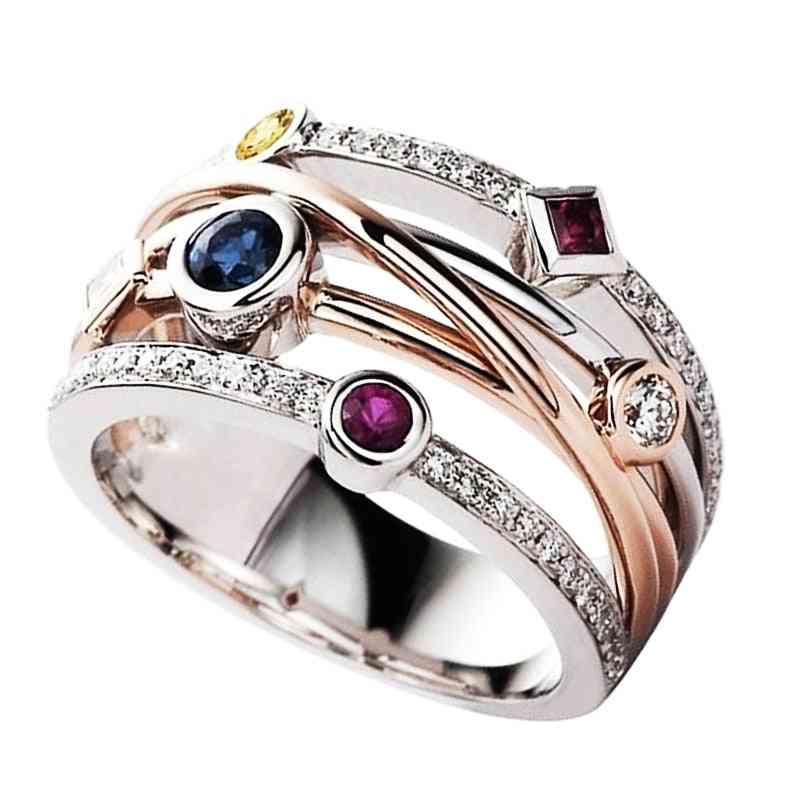 Kubični cirkonijev občutljiv ženski prstan, nakitni poročni poročni pas, križni geometrijski prstani za ples plesalke