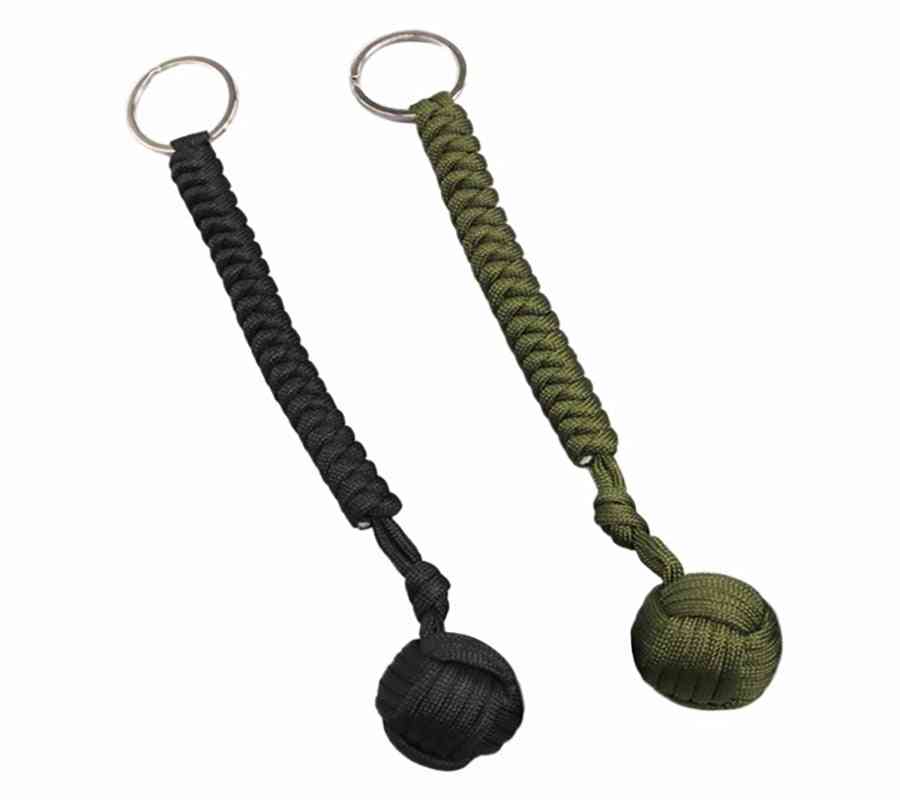 Steel Ball Designed For Self Defense Lanyard Survival Key Chain, Safety Rope