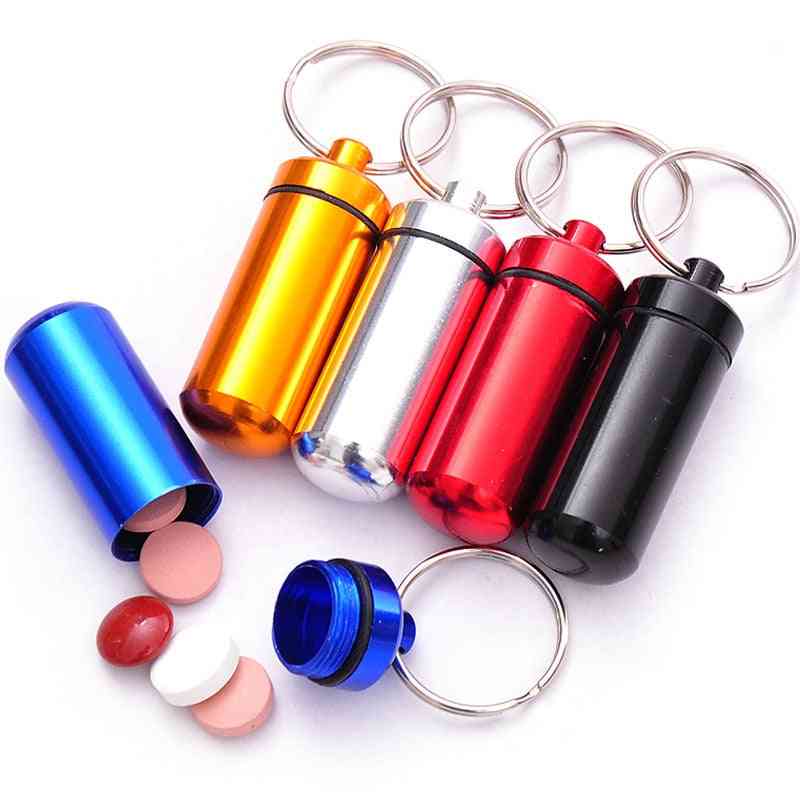 Portable- Mini Aluminum, Pill Holder, Water Proof Keychain, Medicine Box