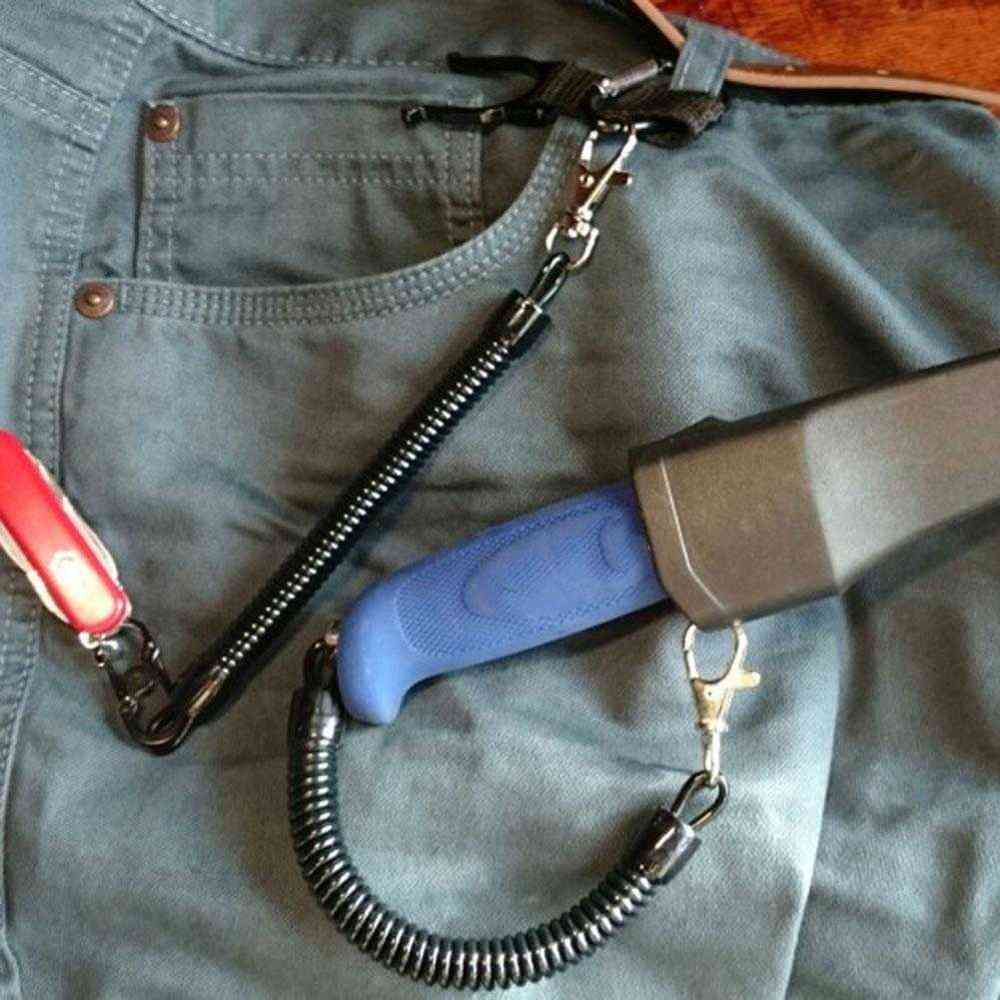 Corde élastique en plastique rétractable pratique, porte-clés, ressort pour outils de sécurité extérieurs, porte-clés camping, mousqueton pour clés