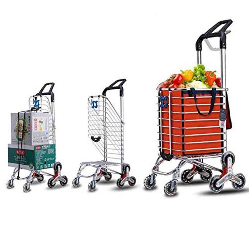 New Trolley Cart On Wheels Woman Shopping Cart Basket Stairs Trailer