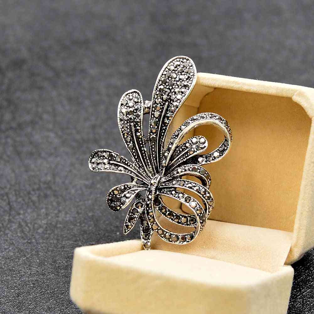 Vintage Antique, Rhinestone Flower Brooches Pin For Women