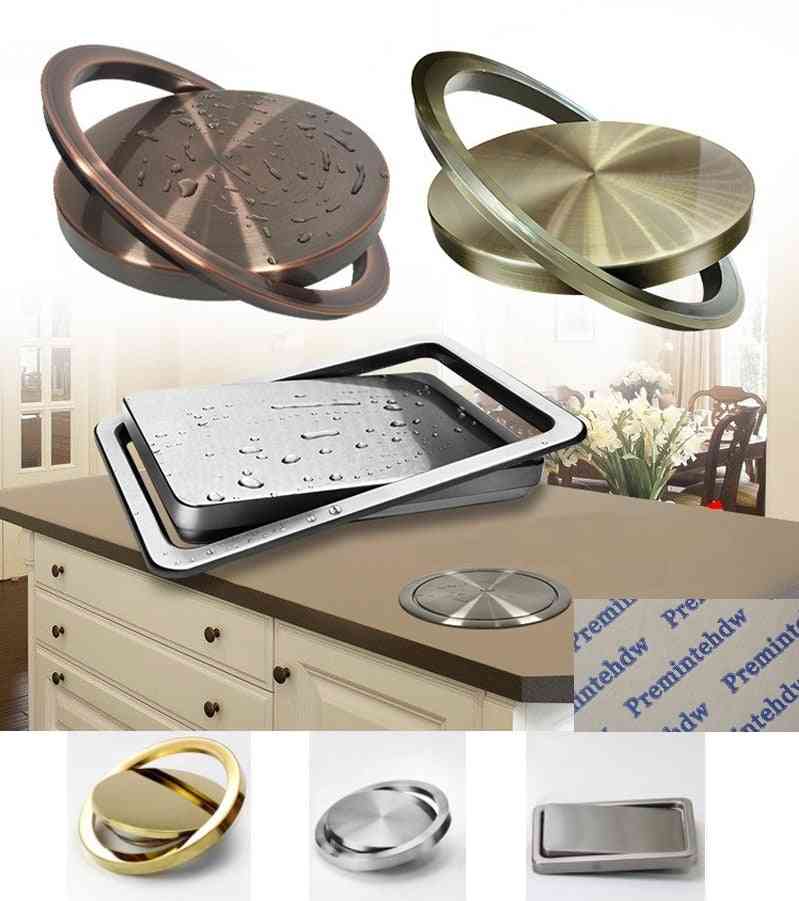 Stainless Steel- Flush Recessed Balance, Swing Flap Lid Cover, Trash Bin, Kitchen Counter