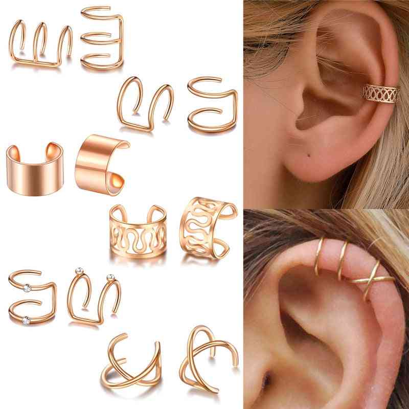 Clip de feuille de poignets d'oreille, boucles d'oreilles pour femmes, grimpeurs sans piercing, accessoires de faux cartilage